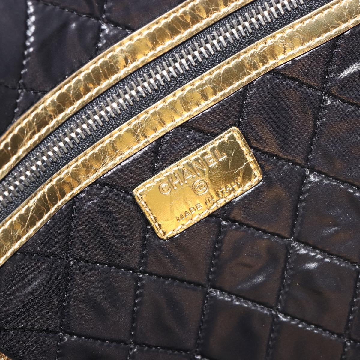 CHANEL Clutch Bag Leather Gold Tone Silver CC Auth BA13613SAM