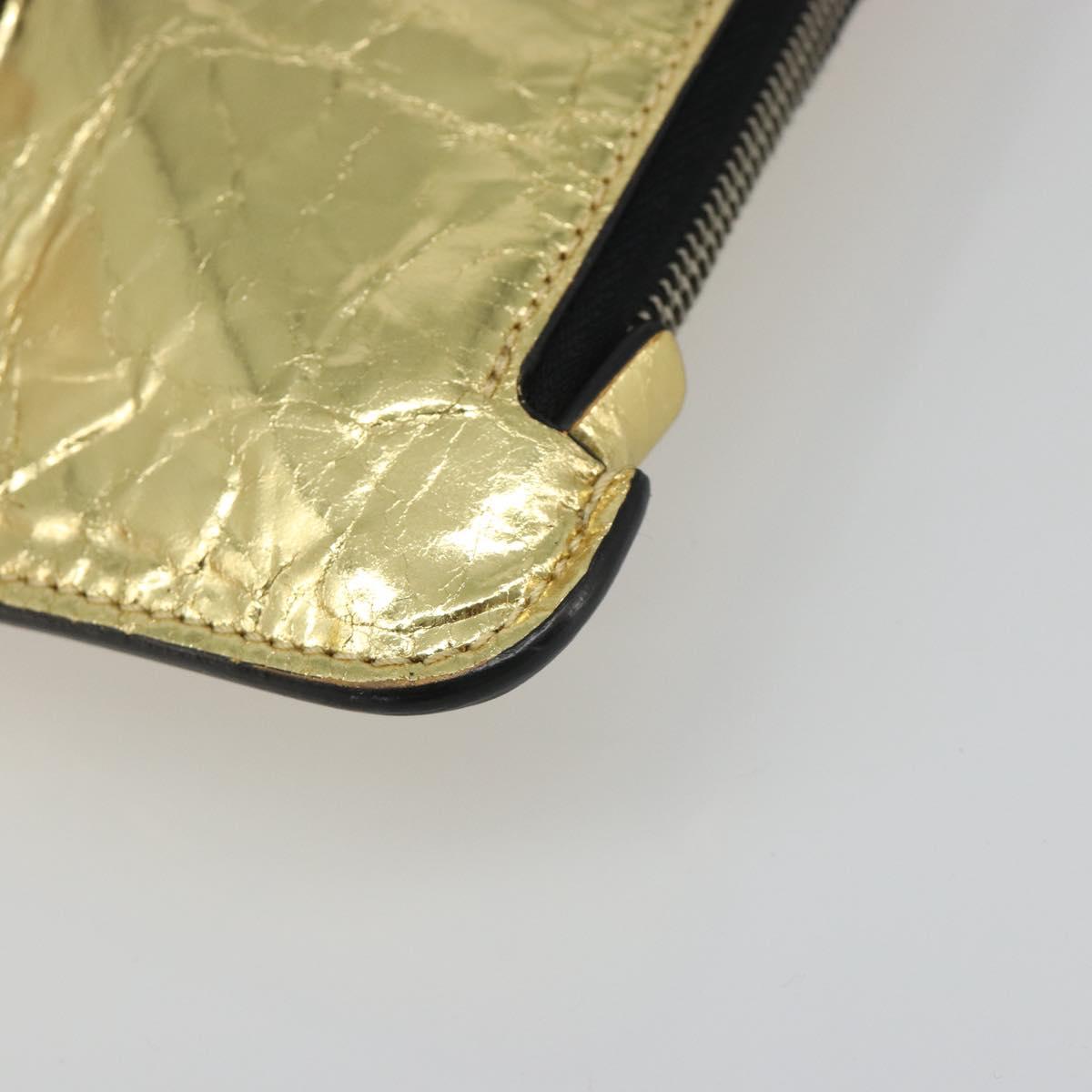 CHANEL Clutch Bag Leather Gold Tone Silver CC Auth BA13613SAM