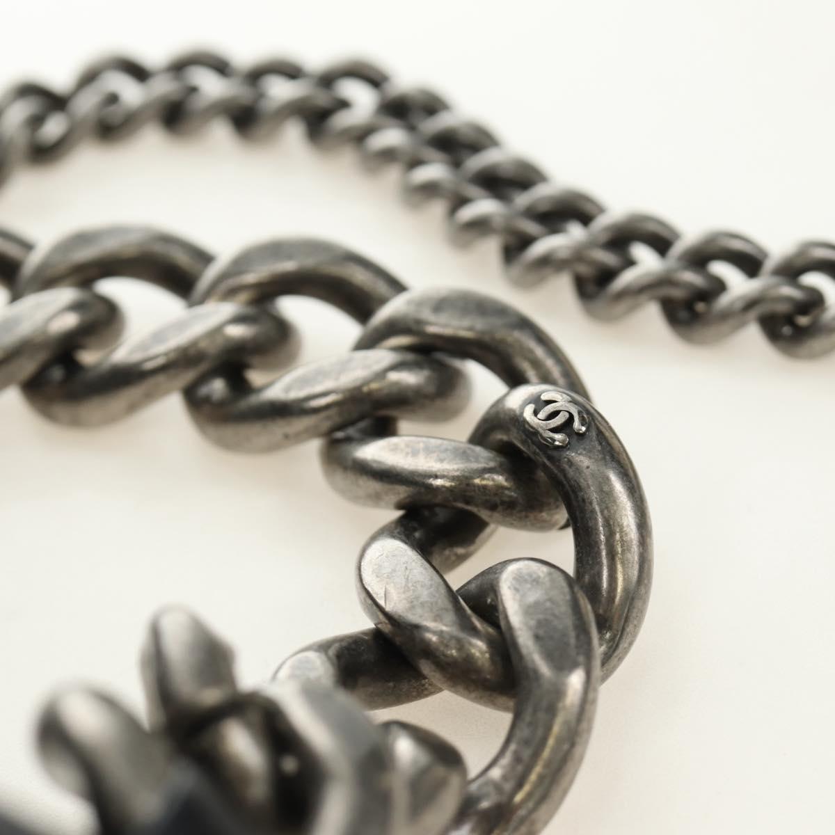 CHANEL Matelasse Chain Hand Bag Calf Skin 2way Black Silver CC Auth BA13614SAM