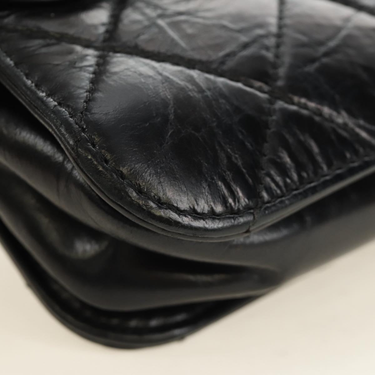CHANEL Matelasse Chain Hand Bag Calf Skin 2way Black Silver CC Auth BA13614SAM