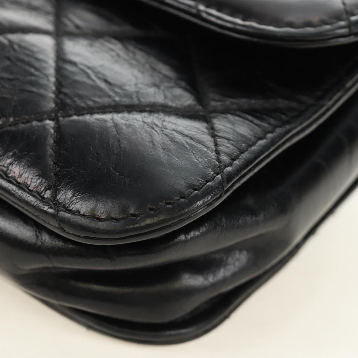 CHANEL Matelasse Chain Hand Bag Calf Skin 2way Black Silver CC Auth BA13614SAM
