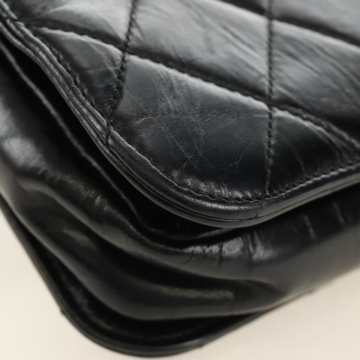 CHANEL Matelasse Chain Hand Bag Calf Skin 2way Black Silver CC Auth BA13614SAM