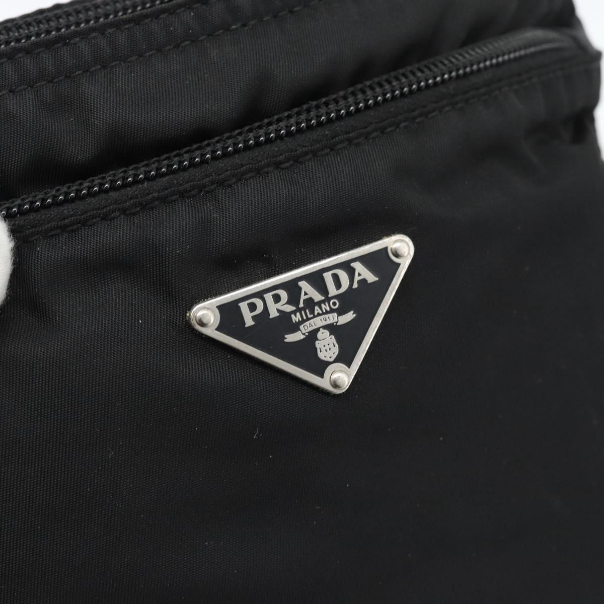 PRADA Shoulder Bag Nylon Black Silver Auth BA13615A