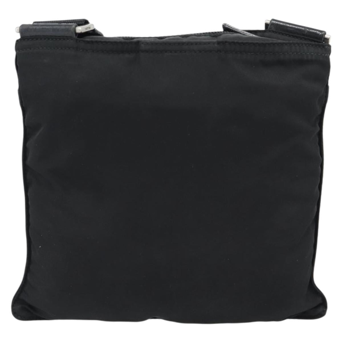PRADA Shoulder Bag Nylon Black Silver Auth BA13615A