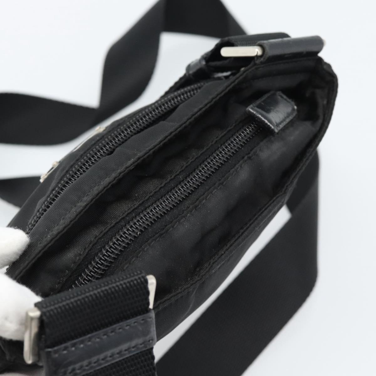 PRADA Shoulder Bag Nylon Black Silver Auth BA13615A