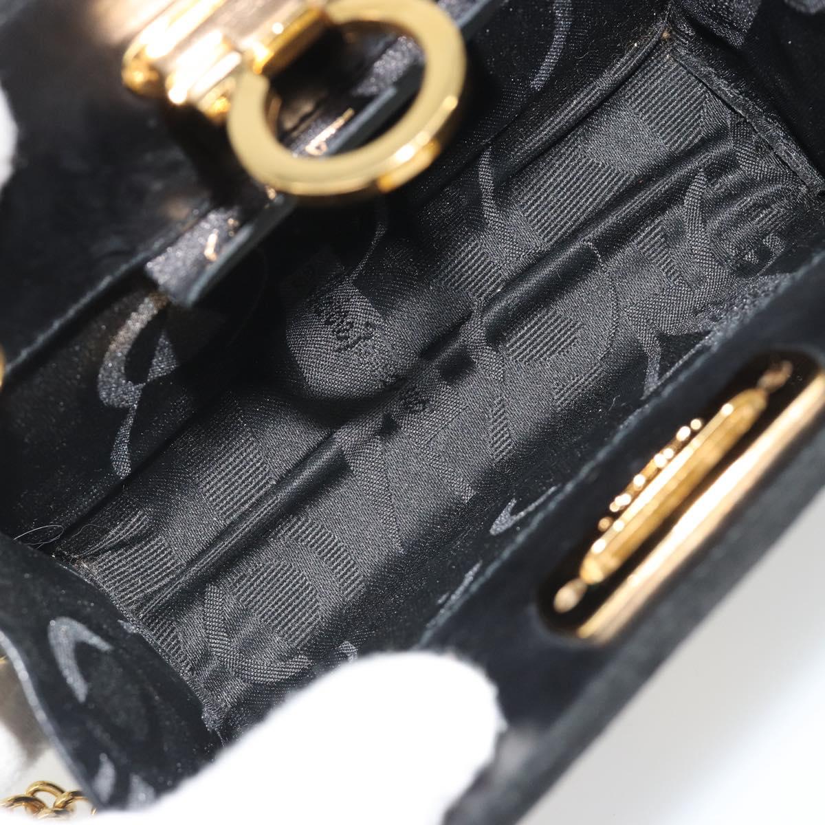 Salvatore Ferragamo Gancini Chain Shoulder Bag Suede Black Gold Auth BA13616V