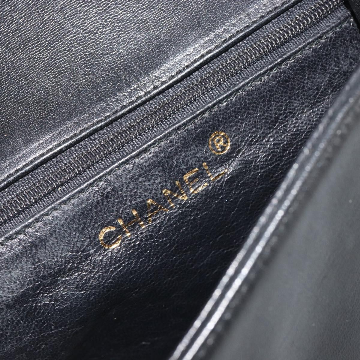 CHANEL Matelasse Chain Shoulder Bag Lamb Skin Gold Black CC Auth BA13617A