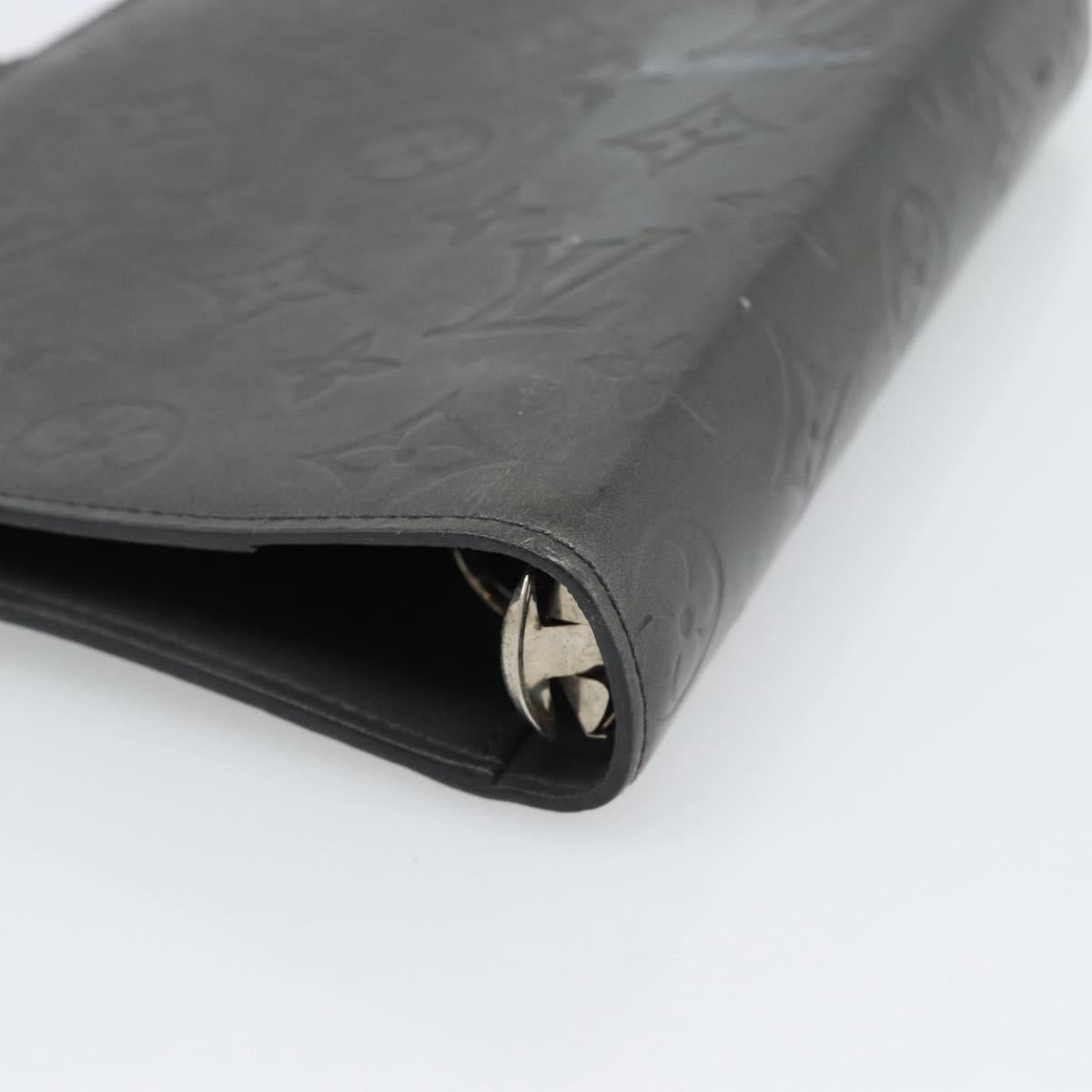 LOUIS VUITTON Monogram mat Agenda MM Day Planner Cover Black R20925 Auth BA13618