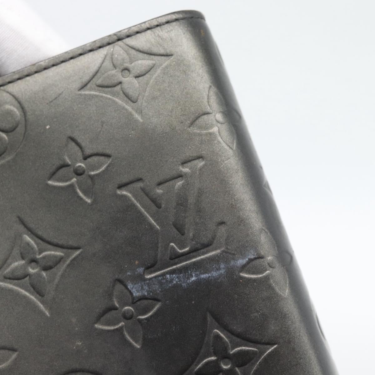LOUIS VUITTON Monogram mat Agenda MM Day Planner Cover Black R20925 Auth BA13618