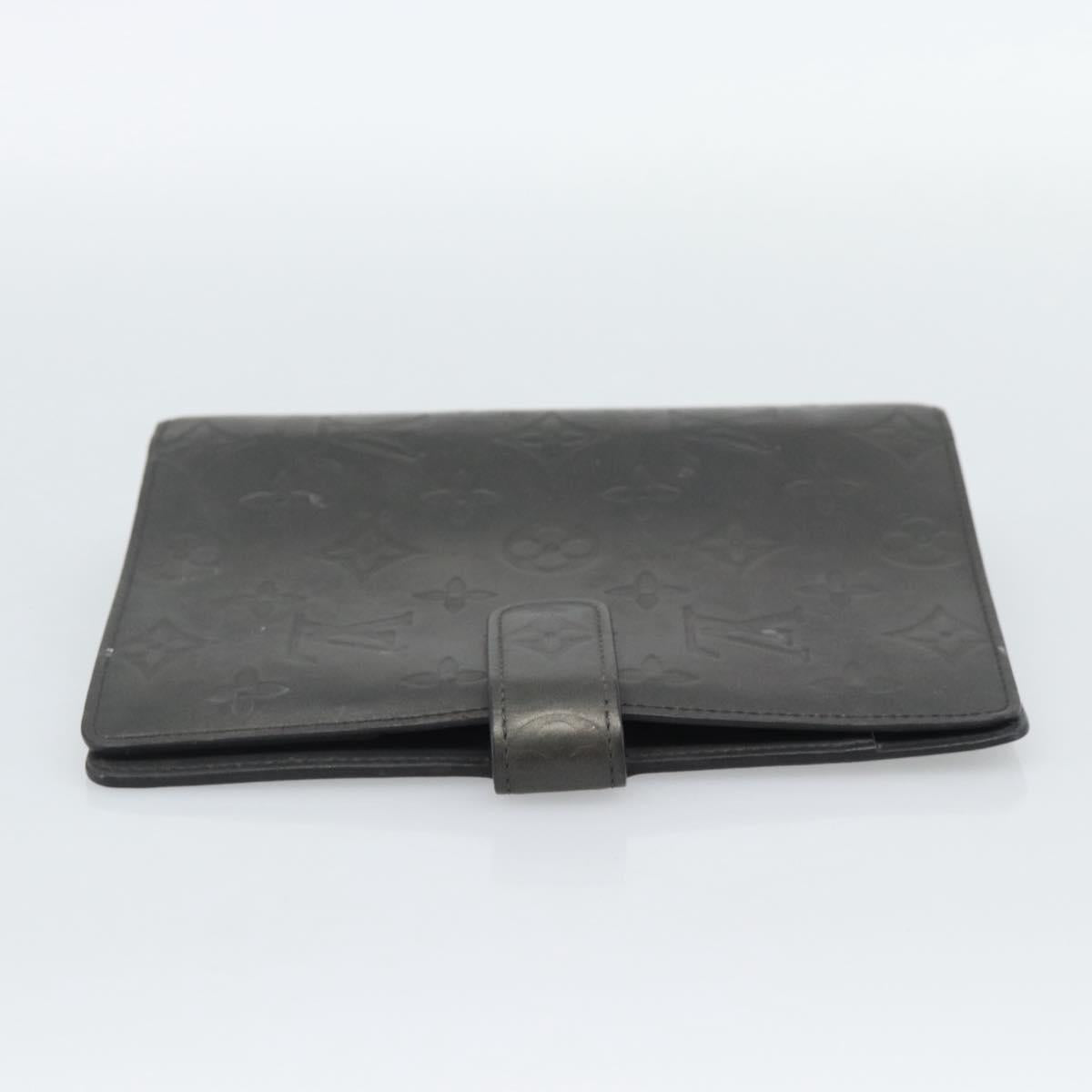 LOUIS VUITTON Monogram mat Agenda MM Day Planner Cover Black R20925 Auth BA13618