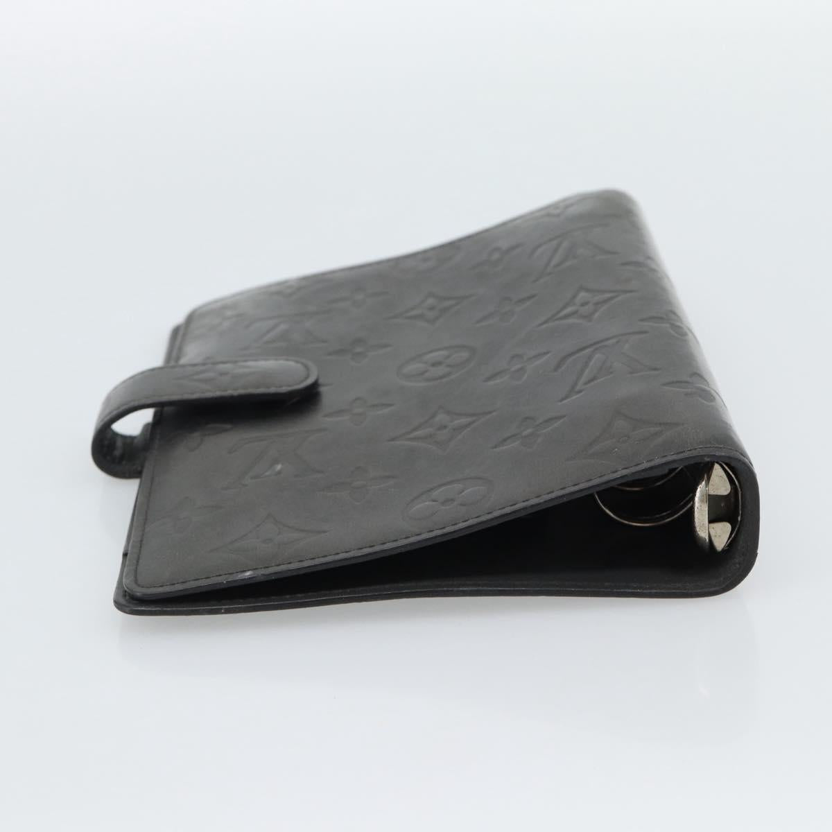 LOUIS VUITTON Monogram mat Agenda MM Day Planner Cover Black R20925 Auth BA13618
