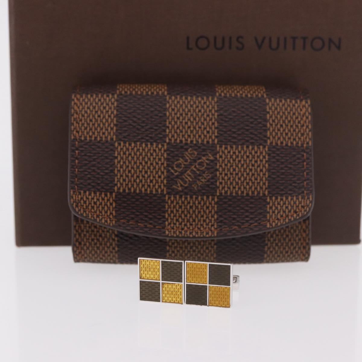 LOUIS VUITTON Damier Ebene Cuffs&Cuff Case Cuffs Silver M64675 LV Auth BA13620V
