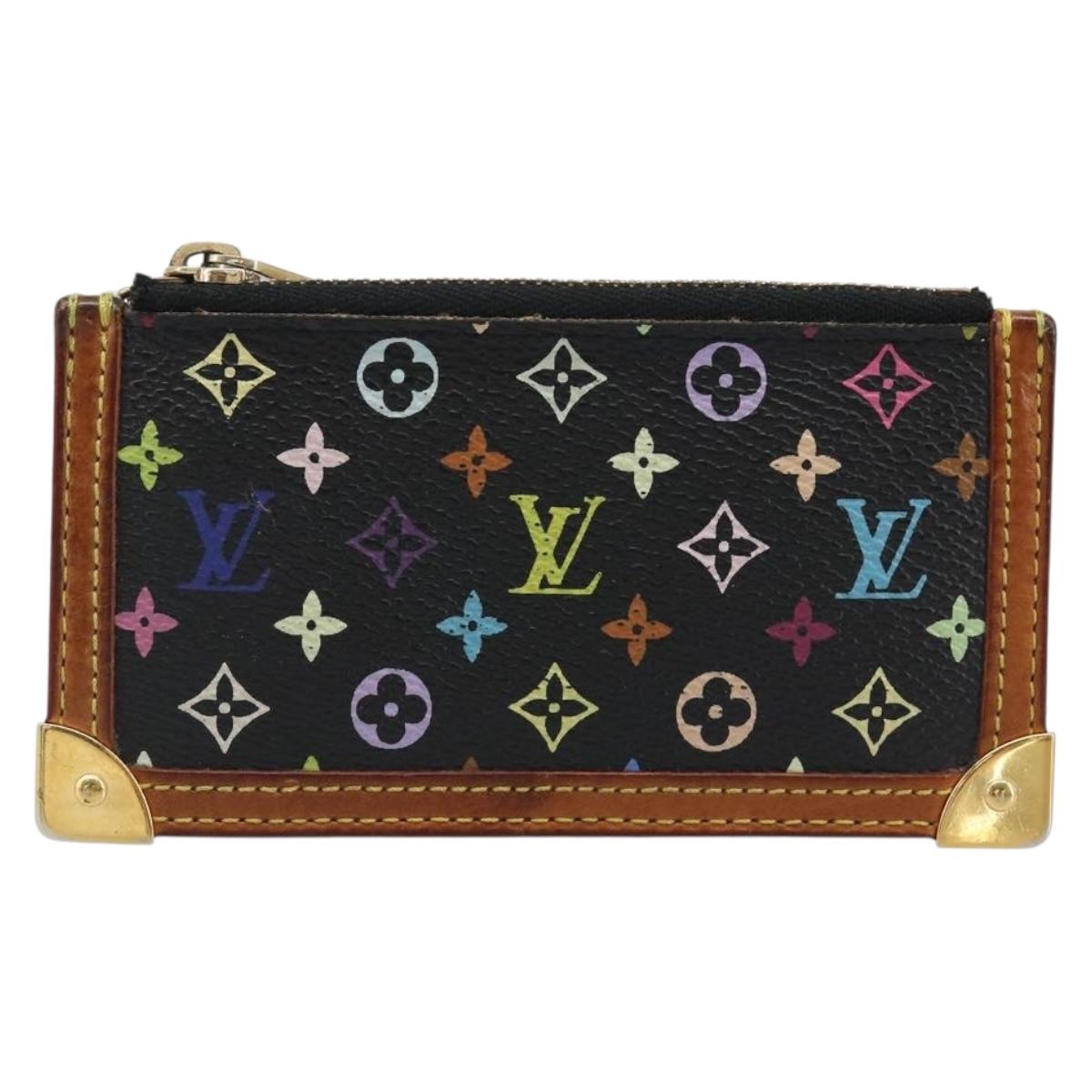 LOUIS VUITTON Monogram Multicolor Pochette Cles Purse Black M13664 Auth BA13623