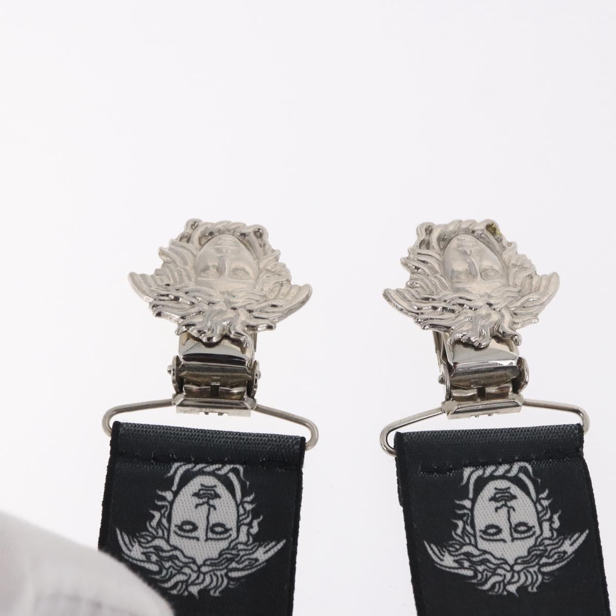 VERSACE Medusa Suspenders Metal Black Silver Auth BA13627