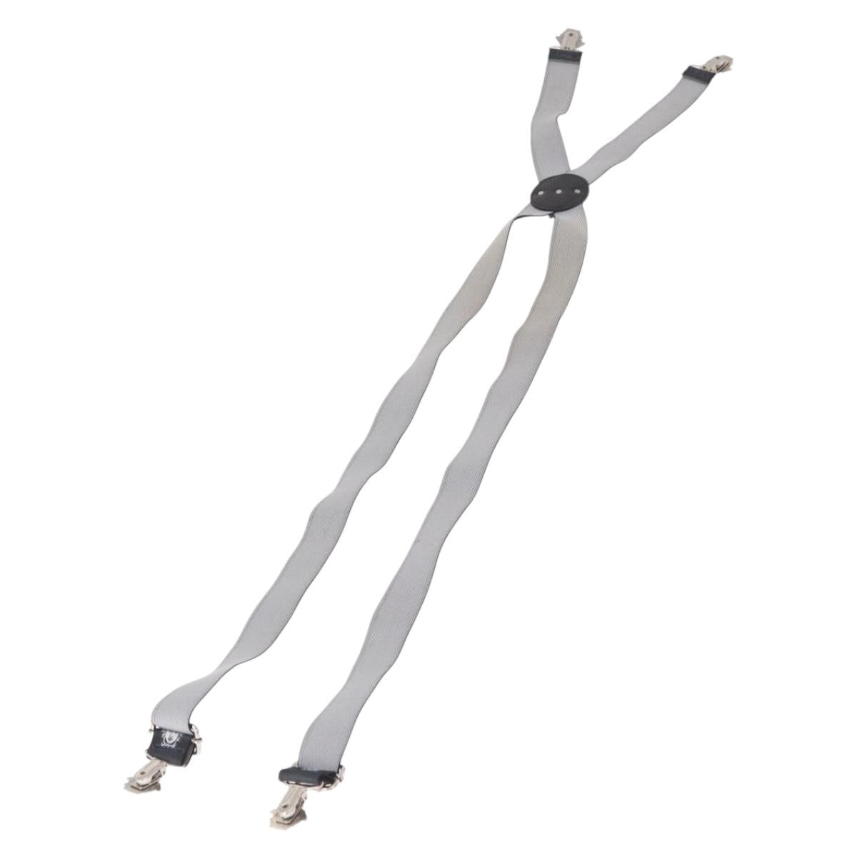 VERSACE Medusa Suspenders Metal Black Silver Auth BA13627