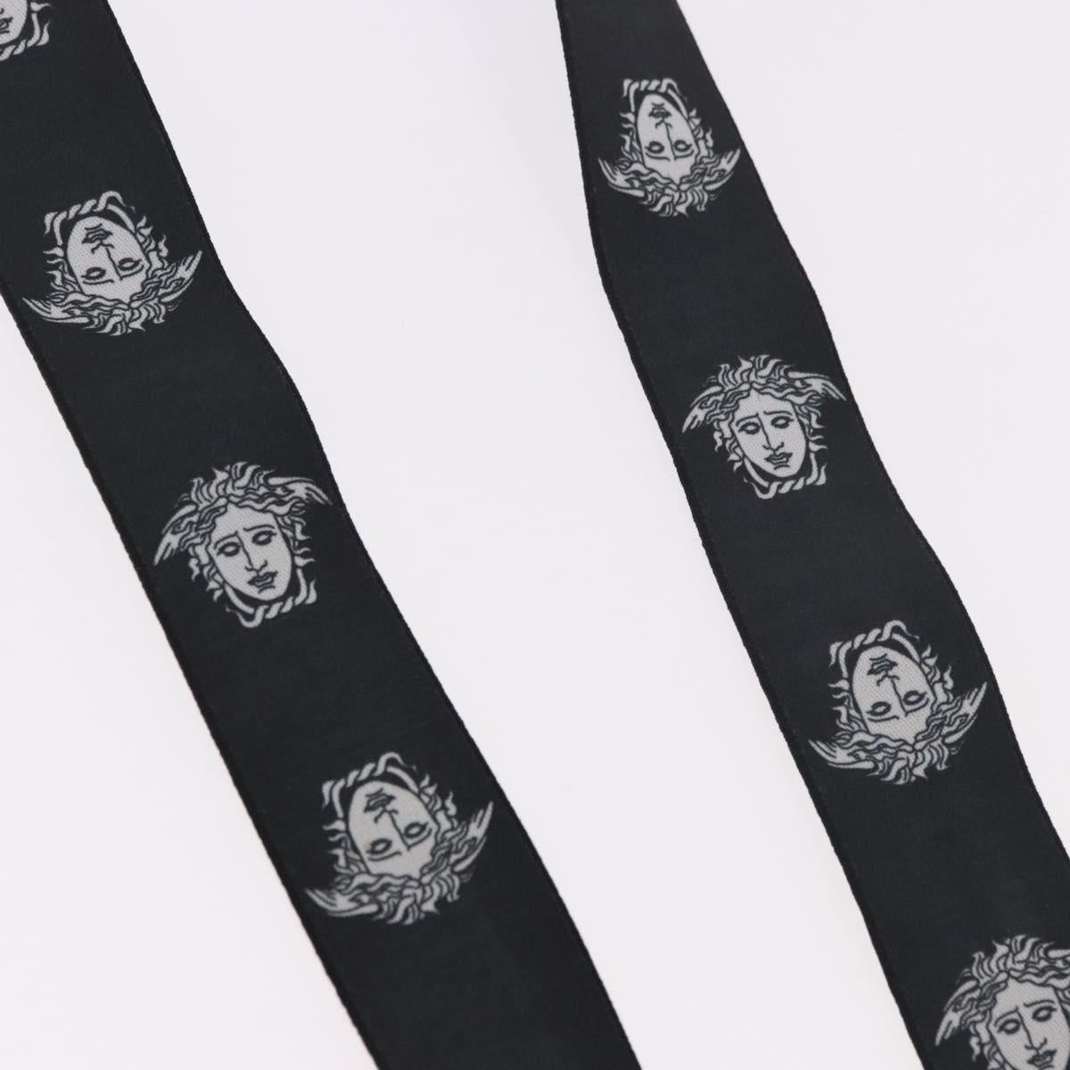 VERSACE Medusa Suspenders Metal Black Silver Auth BA13627