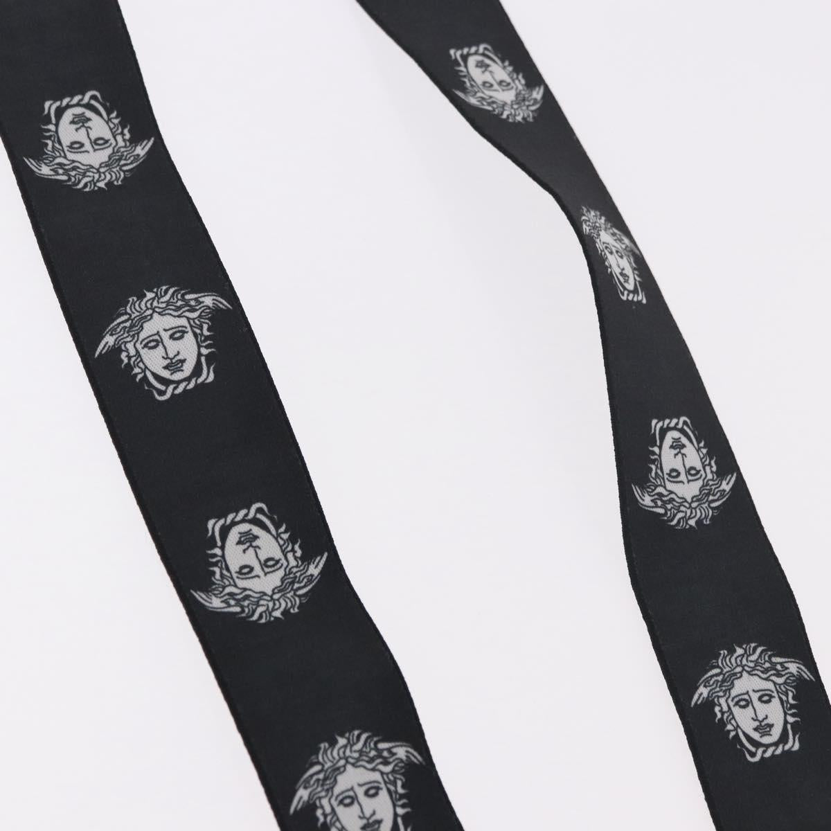 VERSACE Medusa Suspenders Metal Black Silver Auth BA13627