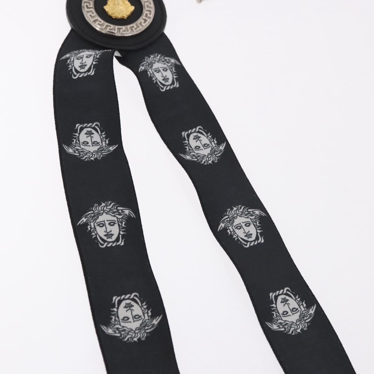 VERSACE Medusa Suspenders Metal Black Silver Auth BA13627