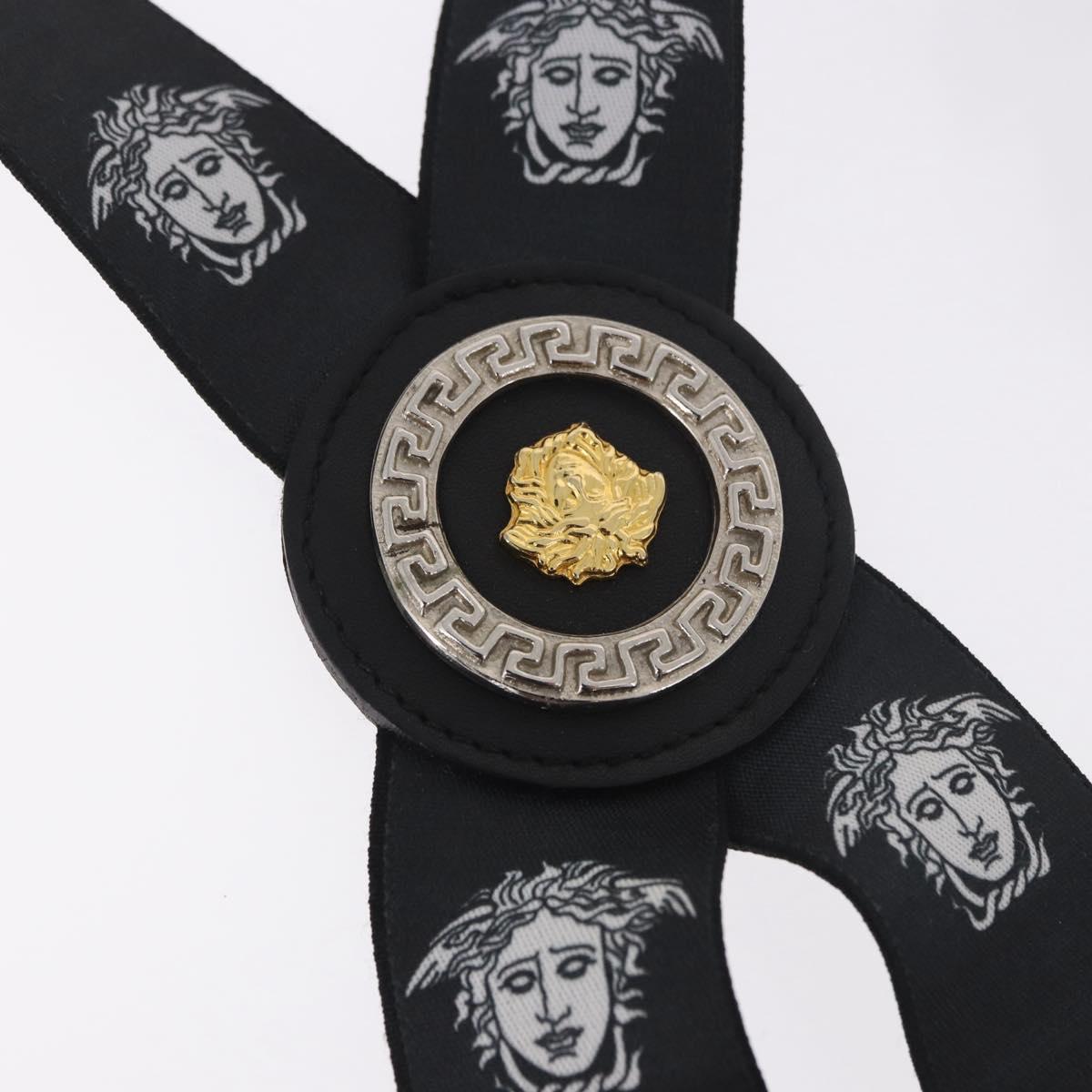 VERSACE Medusa Suspenders Metal Black Silver Auth BA13627