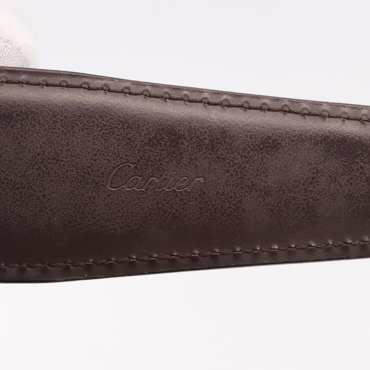 CARTIER Must Line Belt Leather 44.1"" Black Brown Silver Auth BA13632