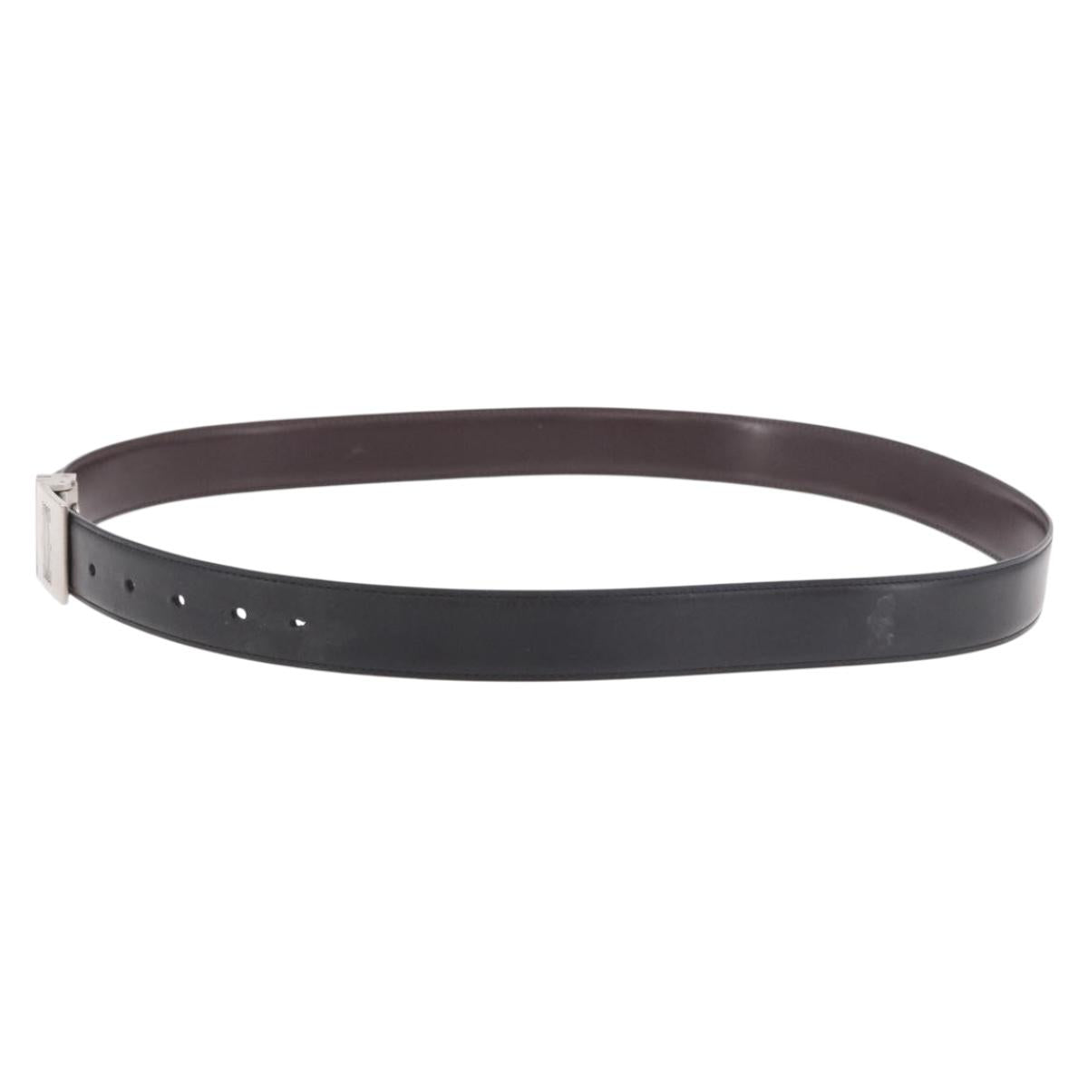 CARTIER Must Line Belt Leather 44.1"" Black Brown Silver Auth BA13632