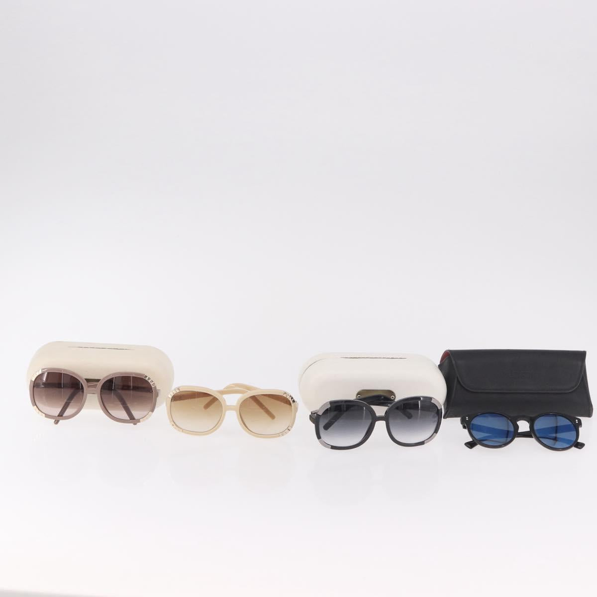 VALENTINO Chloe Sunglasses Plastic 4 Set Black Beige Brown Auth BA13633