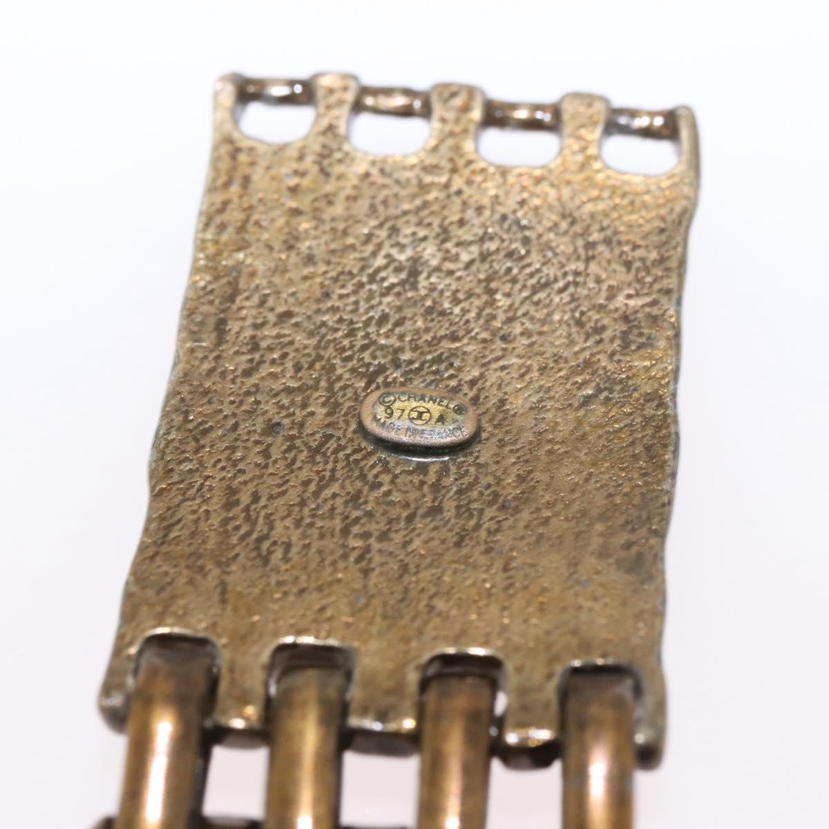 CHANEL Bracelet Metal Gold Tone CC Auth BA13634M