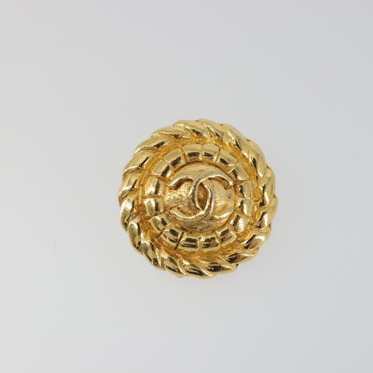 CHANEL Earring Metal Gold Tone CC Auth BA13635
