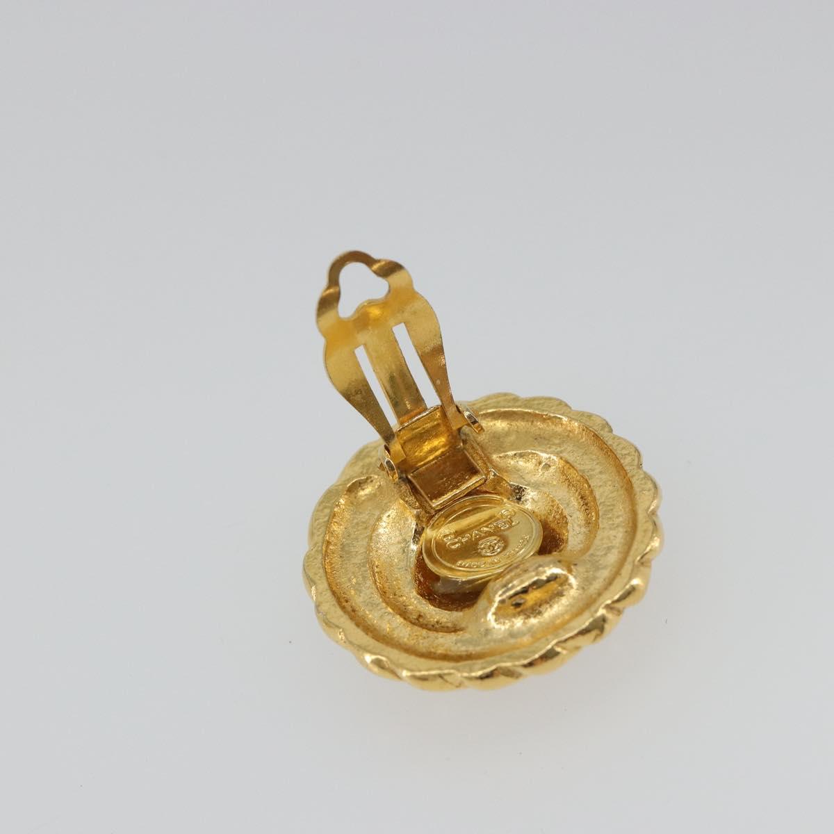 CHANEL Earring Metal Gold Tone CC Auth BA13635