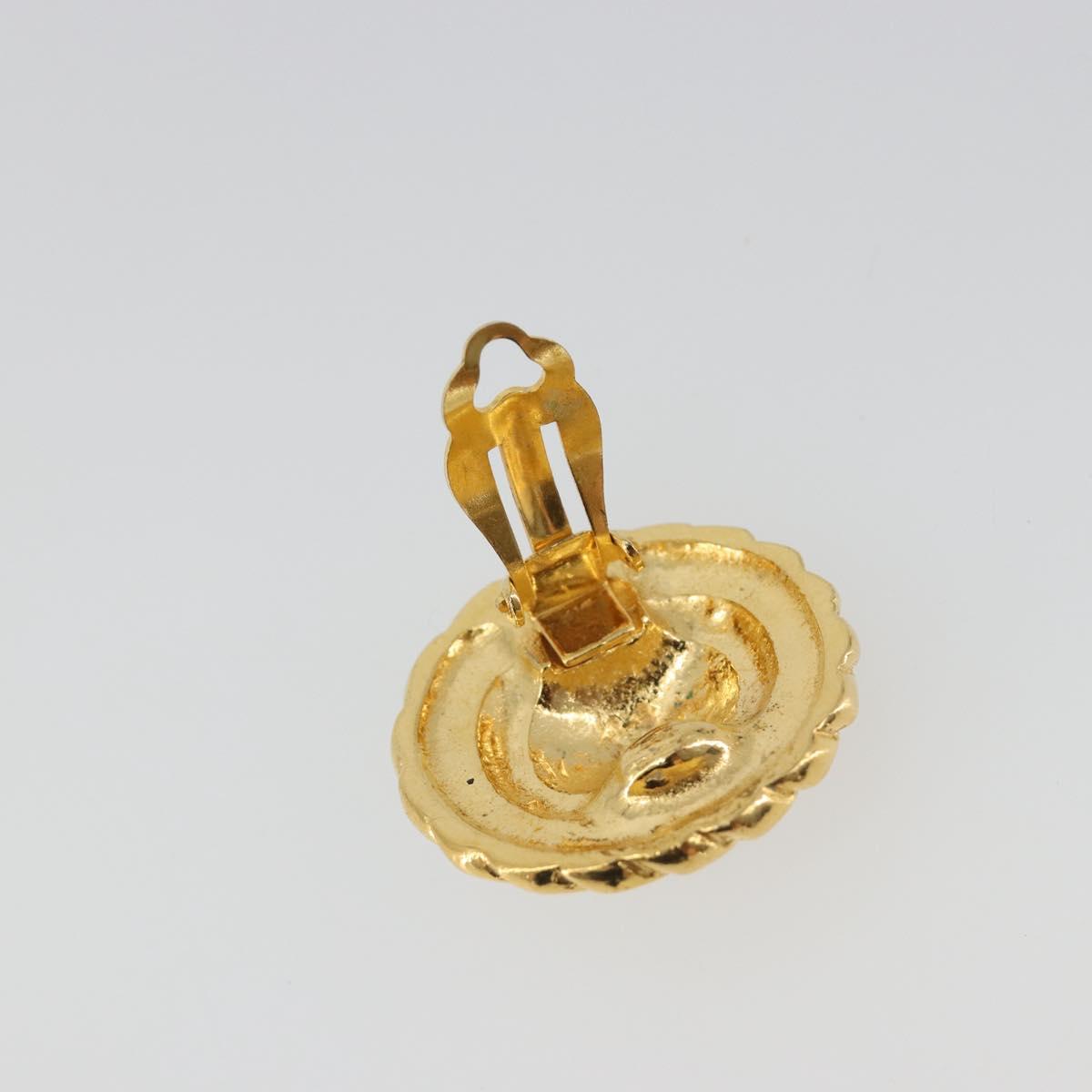CHANEL Earring Metal Gold Tone CC Auth BA13635