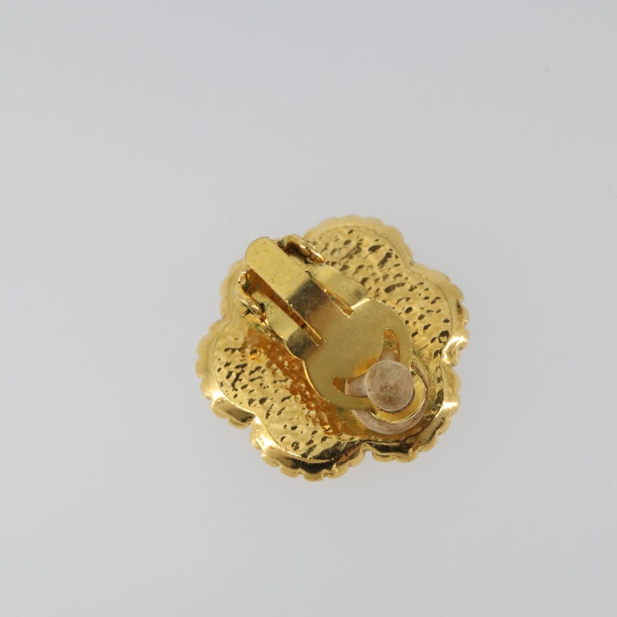 CHANEL Earring Metal Gold Tone CC Auth BA13636M