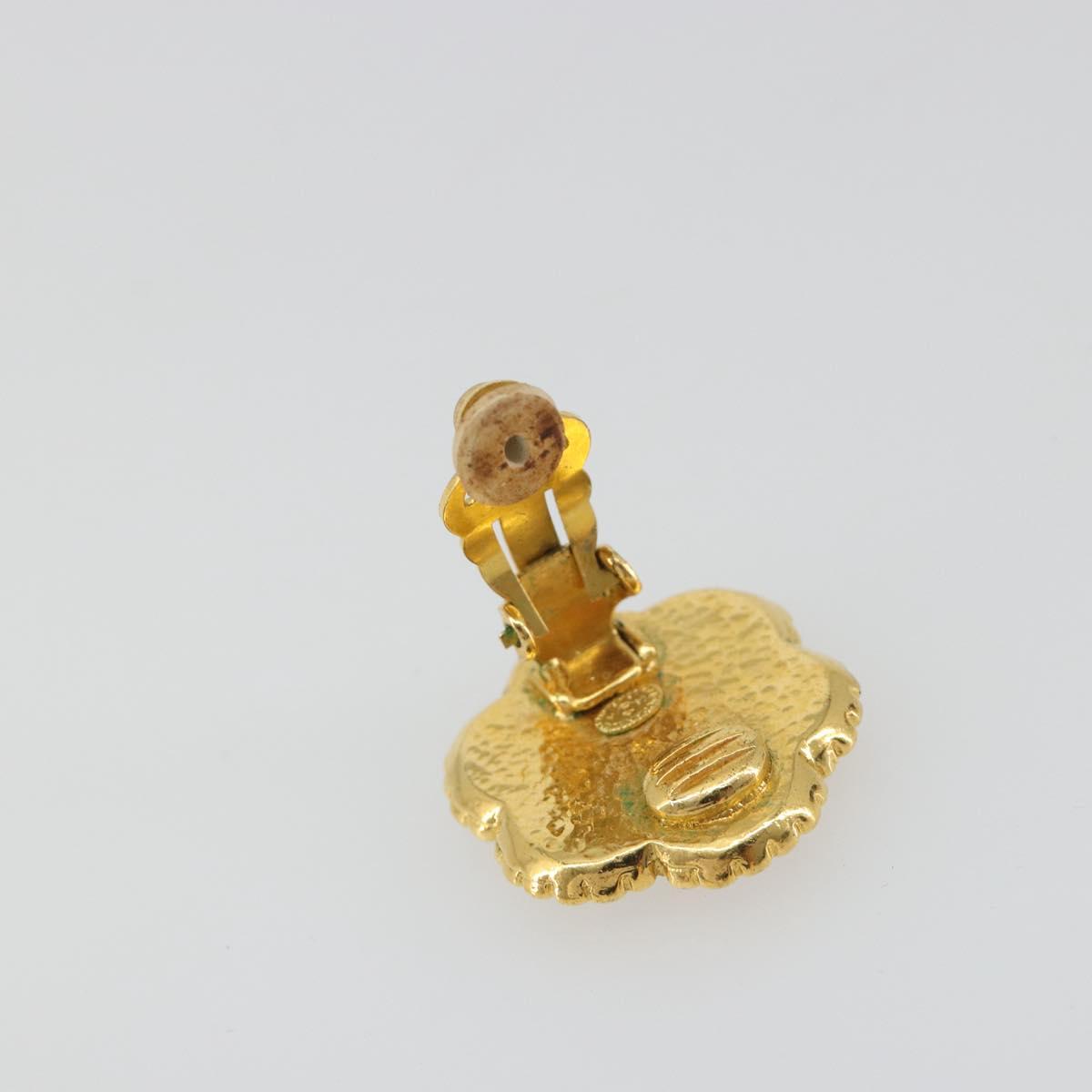 CHANEL Earring Metal Gold Tone CC Auth BA13636M