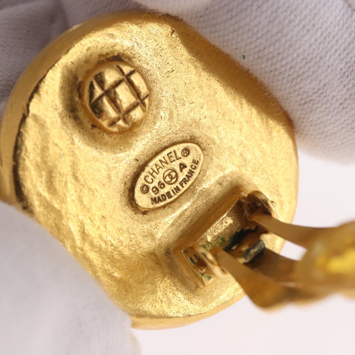 CHANEL Earring Metal Gold Tone CC Auth BA13637M