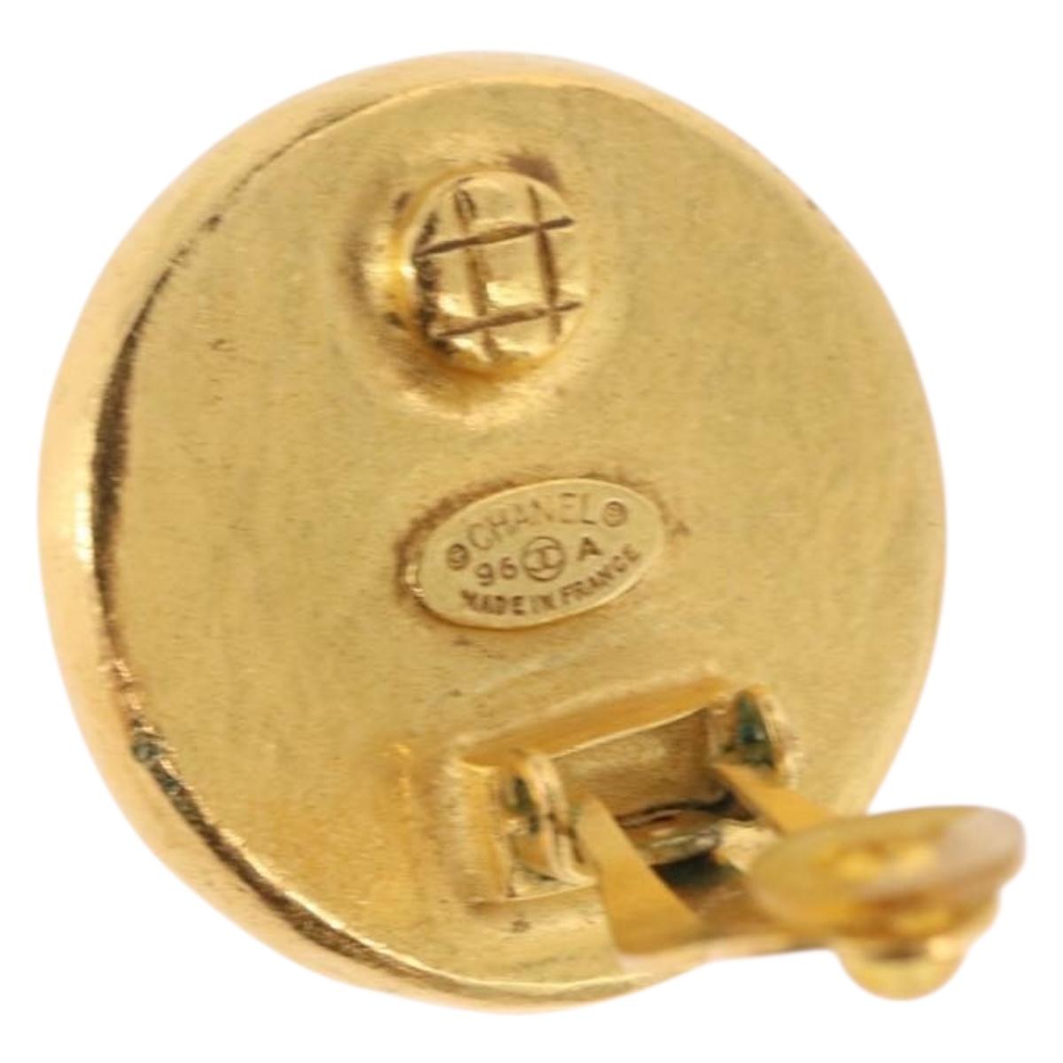 CHANEL Earring Metal Gold Tone CC Auth BA13637M