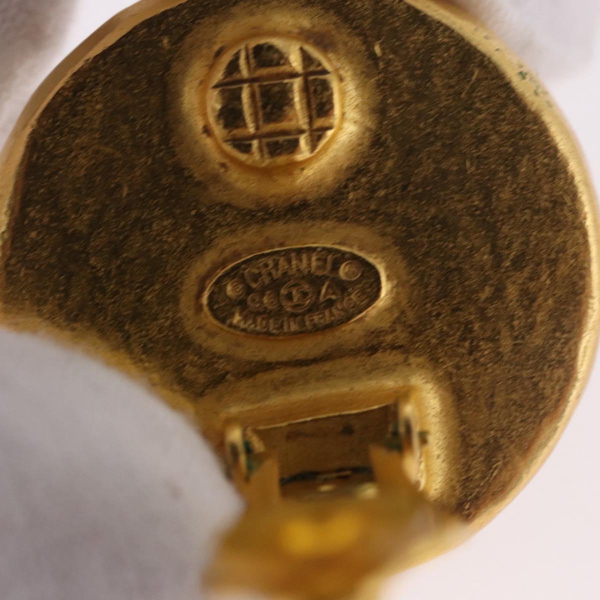 CHANEL Earring Metal Gold Tone CC Auth BA13637M