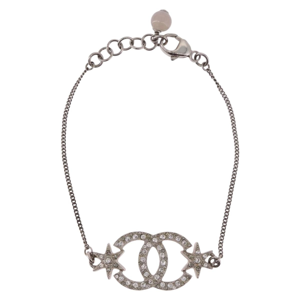 CHANEL Bracelet Metal Silver CC Auth BA13638M