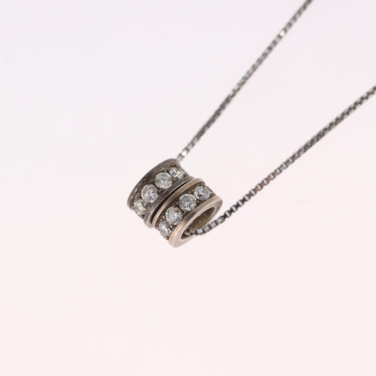 Christian Dior Necklace Metal Silver Auth BA13641
