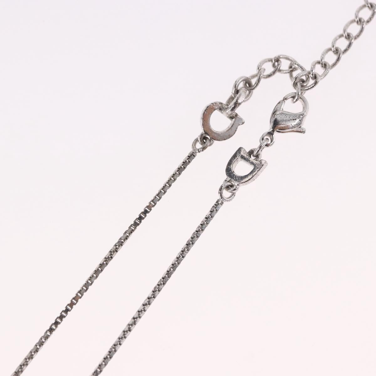 Christian Dior Necklace Metal Silver Auth BA13641