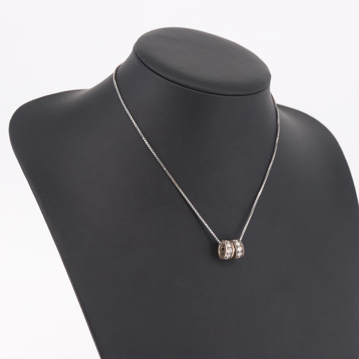 Christian Dior Necklace Metal Silver Auth BA13641