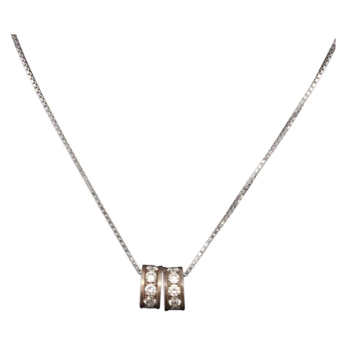 Christian Dior Necklace Metal Silver Auth BA13641