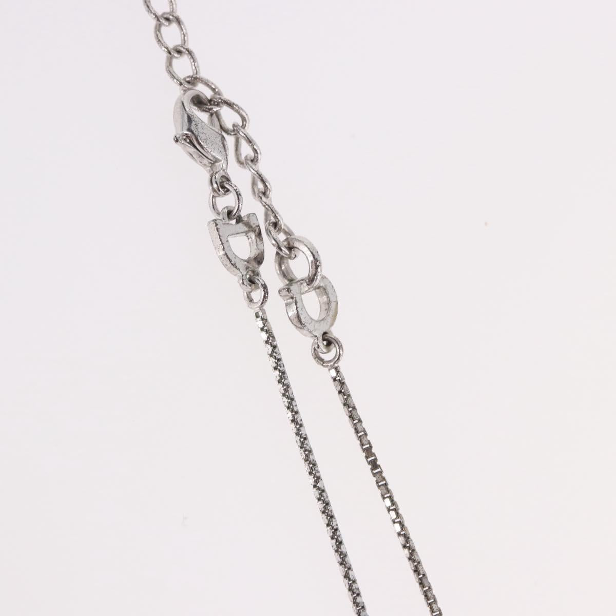 Christian Dior Necklace Metal Silver Auth BA13641