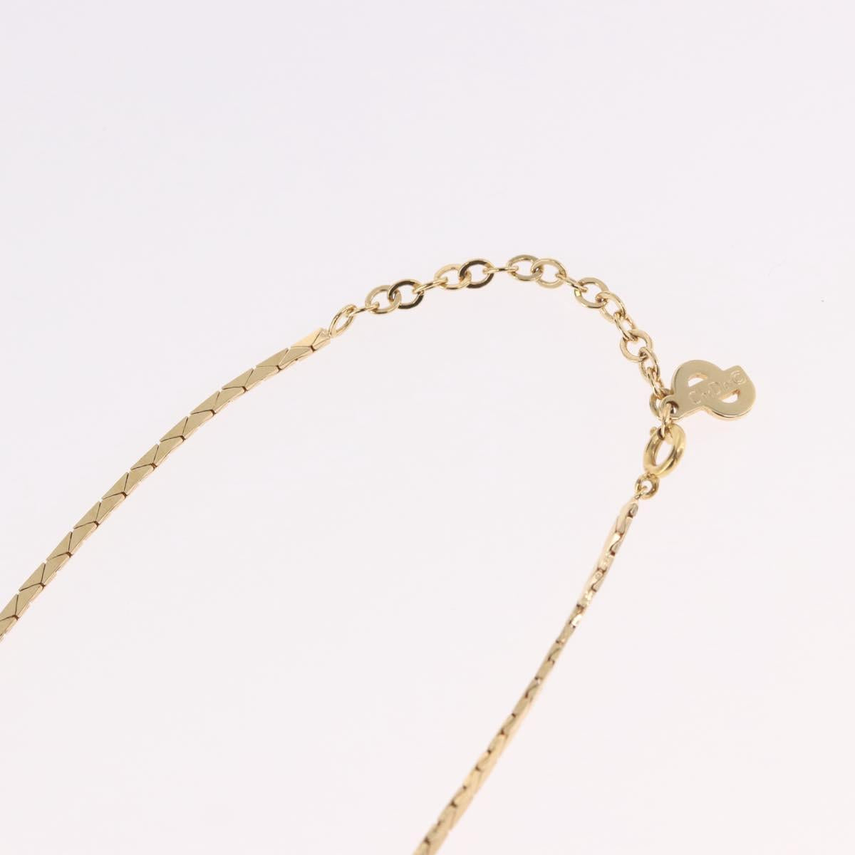 Christian Dior Necklace Metal Gold Tone Auth BA13642