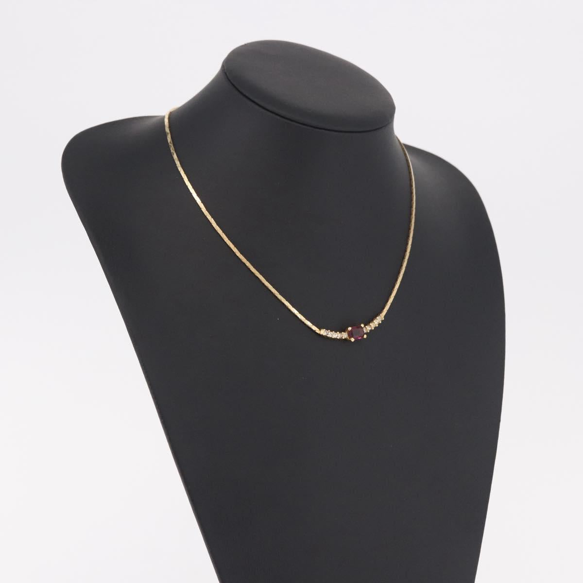 Christian Dior Necklace Metal Gold Tone Auth BA13642
