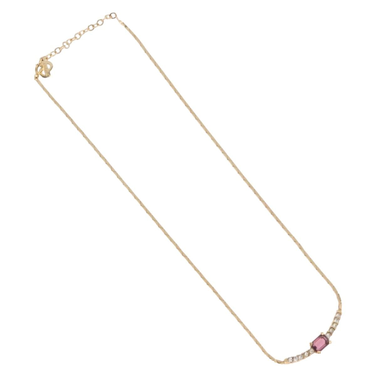 Christian Dior Necklace Metal Gold Tone Auth BA13642