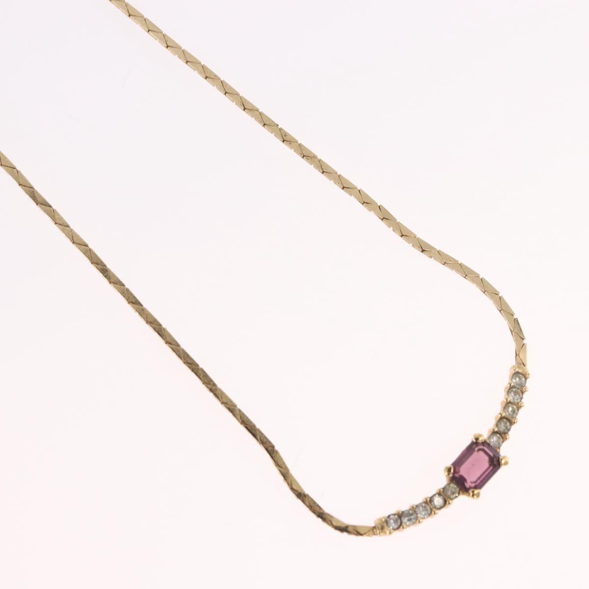 Christian Dior Necklace Metal Gold Tone Auth BA13642
