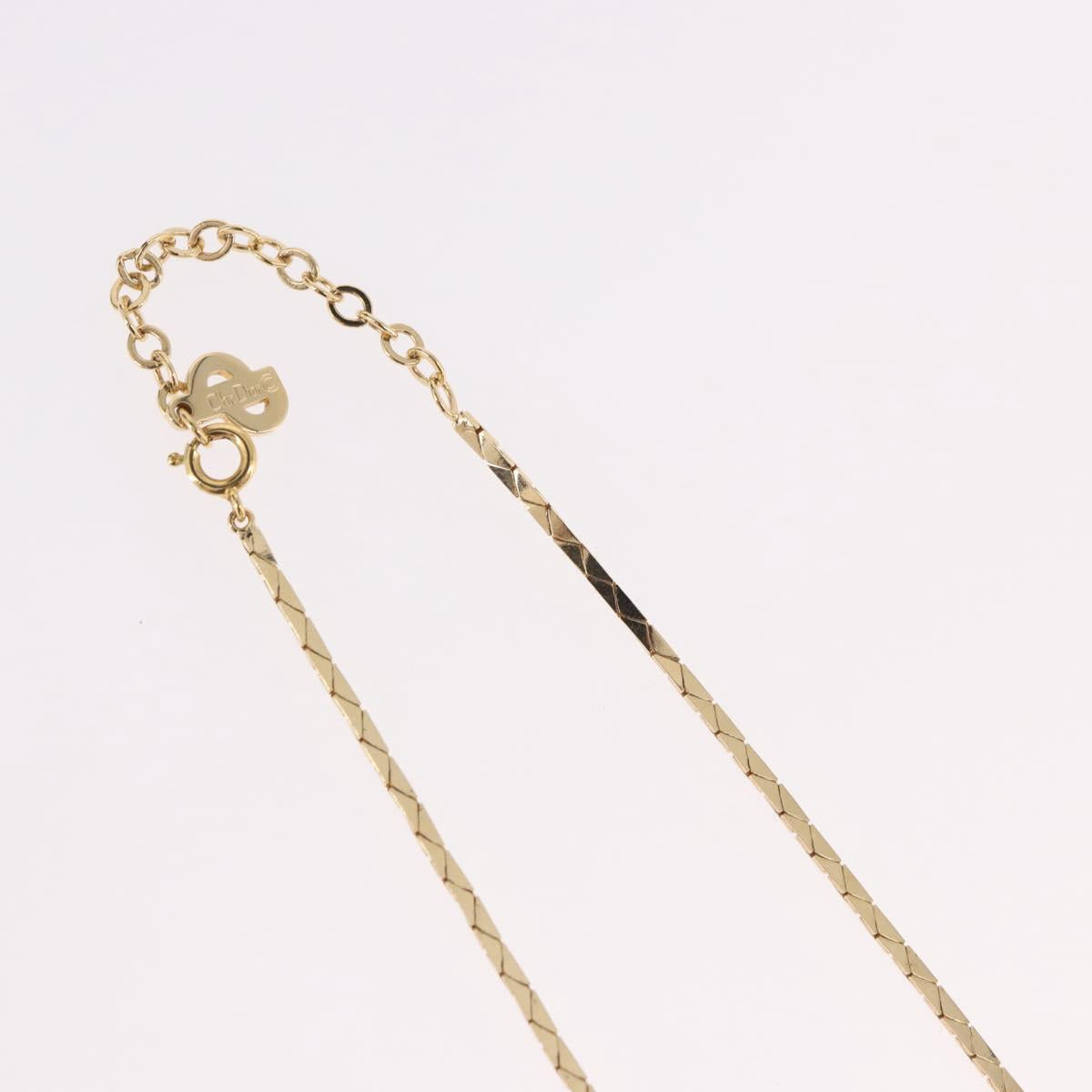 Christian Dior Necklace Metal Gold Tone Auth BA13642