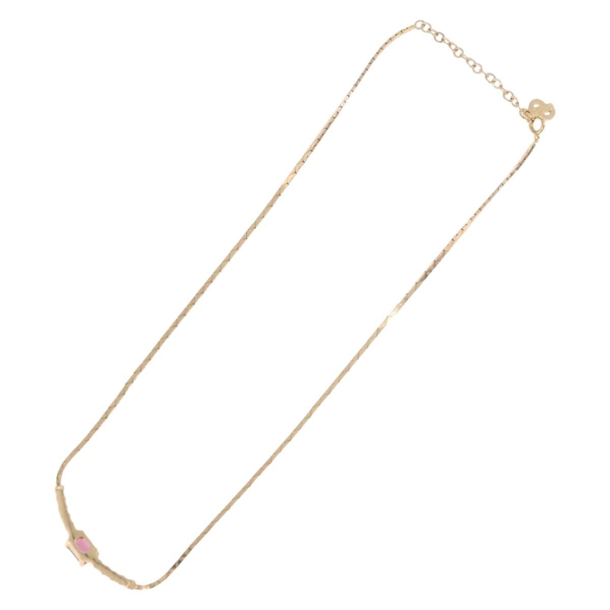 Christian Dior Necklace Metal Gold Tone Auth BA13642
