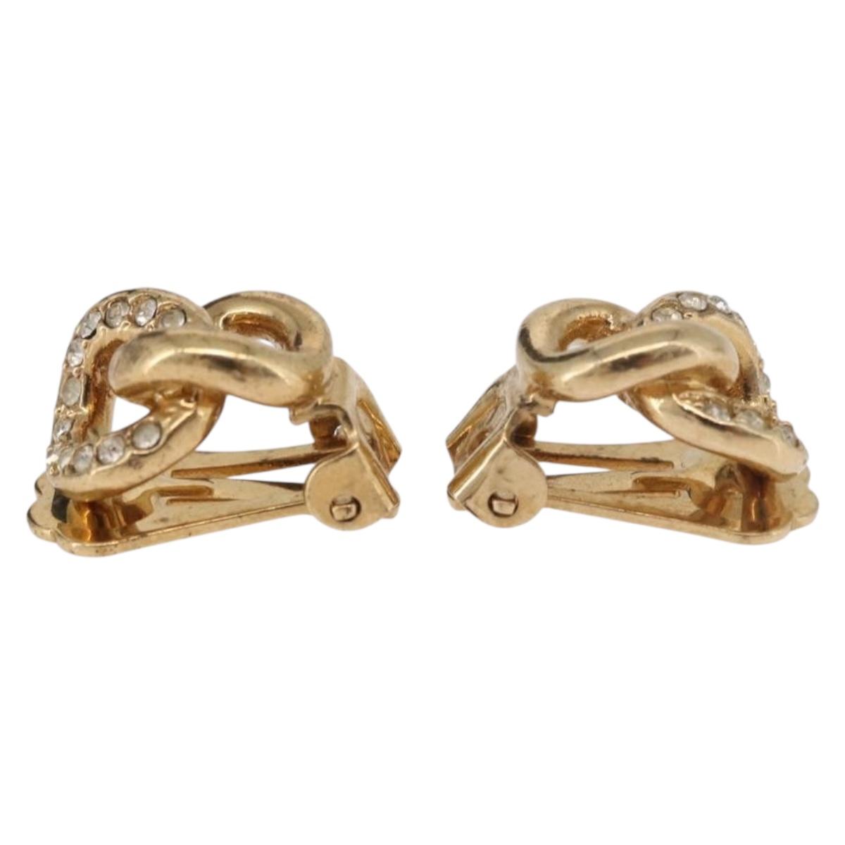 Christian Dior Earring Metal Gold Tone Auth BA13643