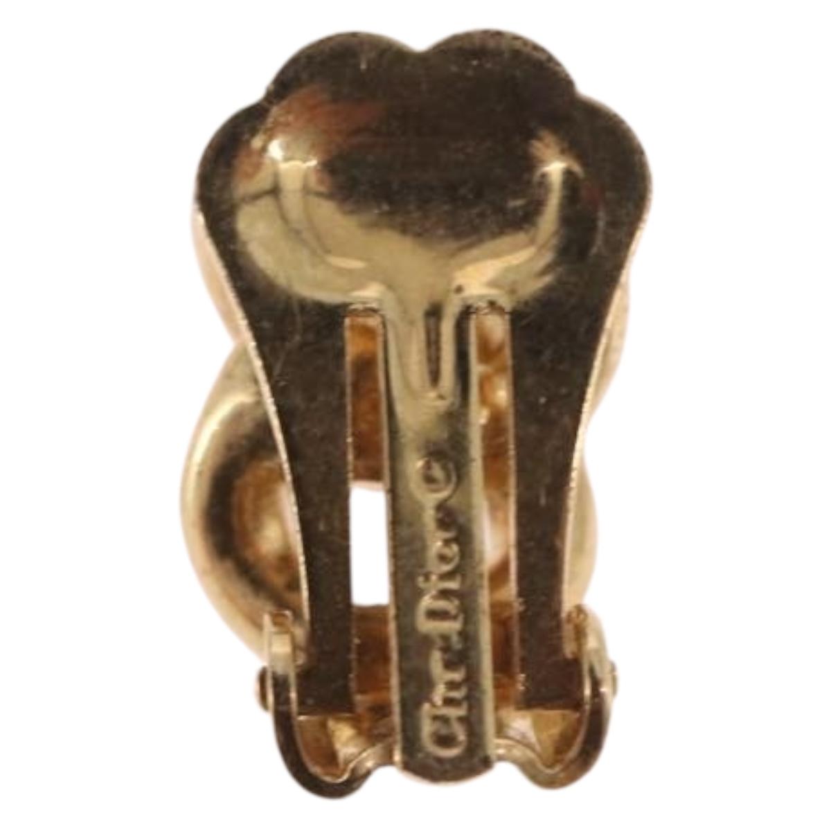 Christian Dior Earring Metal Gold Tone Auth BA13643