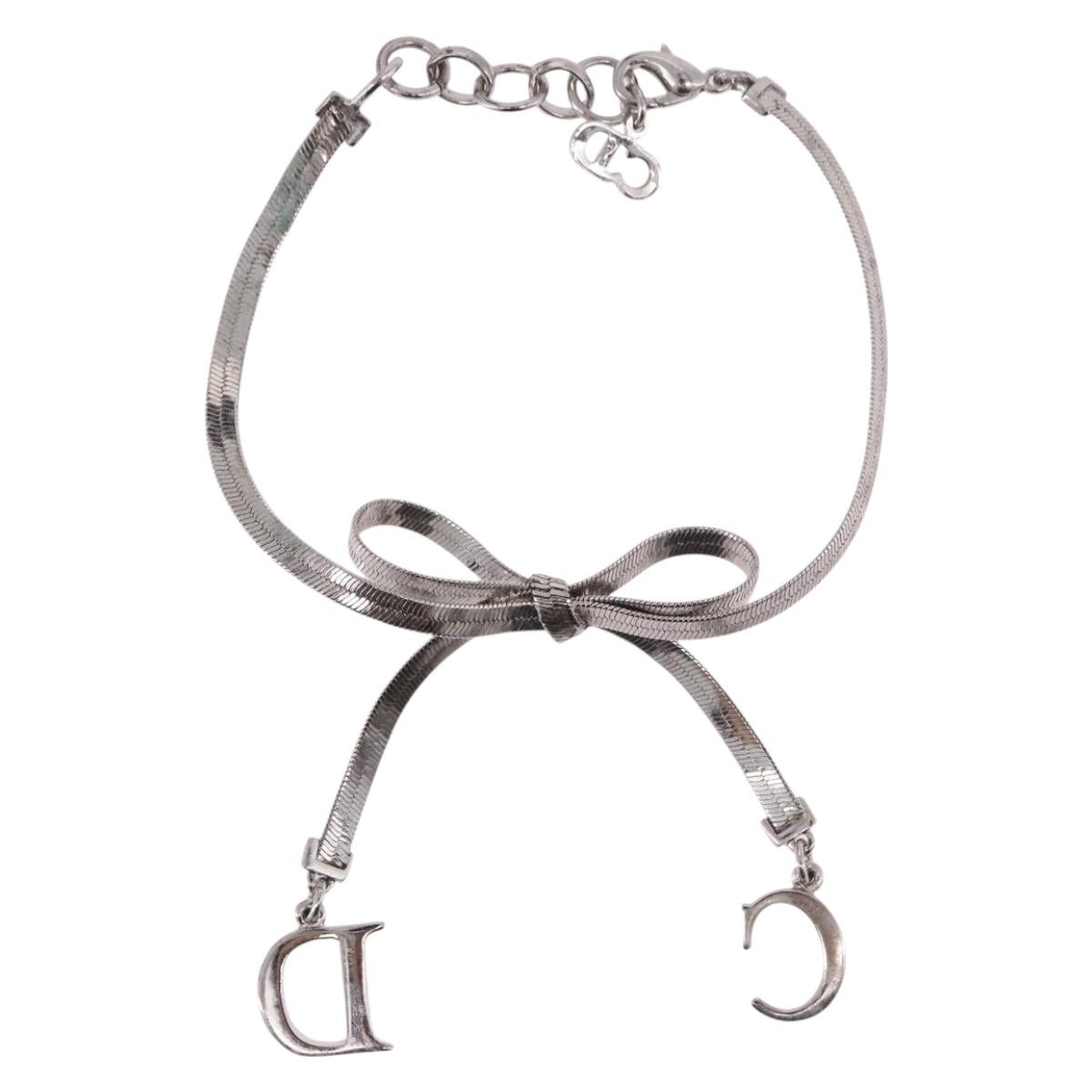 Christian Dior Bracelet Metal Silver Auth BA13644